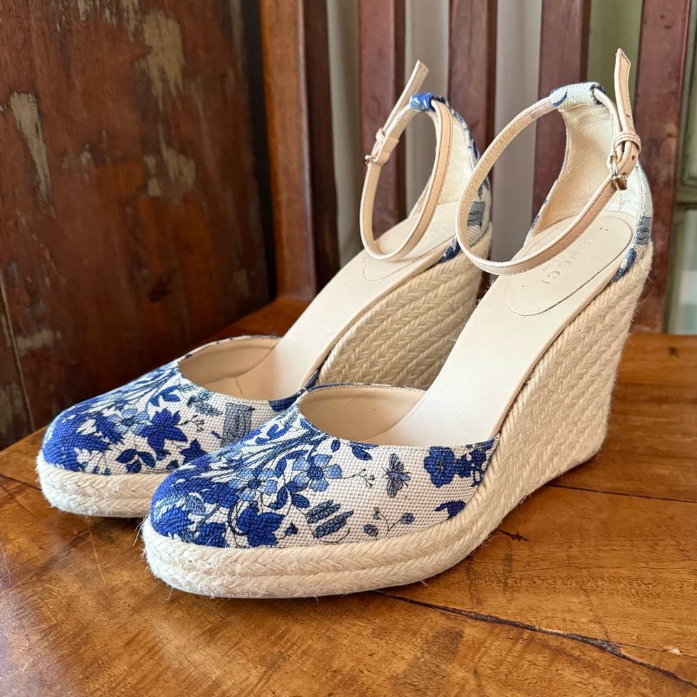 Gucci Cruise 2007 Runway Flora Espadrille Wedges – 7.5